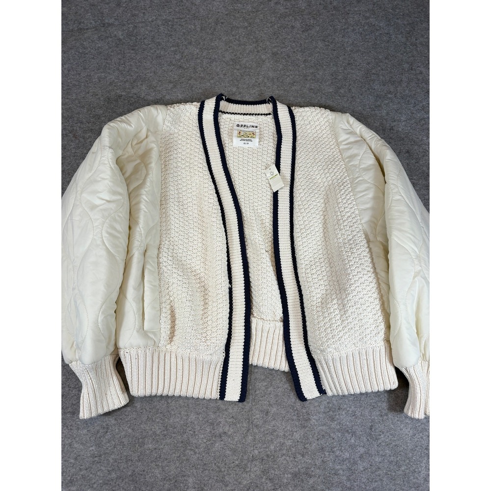 Offline By Aerie Cardigan Womens XS Cream Quilted Sleeve Open Front Sweater NWT